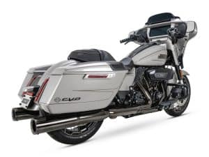 Harley Davidson touring motorcycle with saddlebags and premium features.