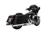 Harley Davidson touring motorcycle with black finish and chrome accents.