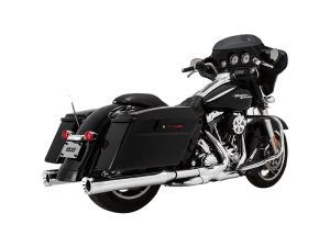 Harley Davidson touring motorcycle with black finish and chrome accents.