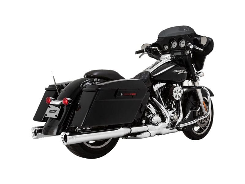 Harley Davidson touring motorcycle with black finish and chrome accents.