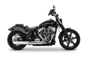 Harley-Davidson black cruiser motorcycle for sale in Revelry Cycles Australia showroom, perfect for motorcycle enthusiasts.