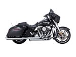 Harley Davidson touring motorcycle with black styling and sleek design, perfect for long-distance riding.