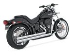 Vivid black Harley Davidson cruiser motorcycle with twin exhaust pipes and chrome accents.