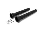 Black motorcycle handlebar grips with screws for Revelry Cycles custom bikes.
