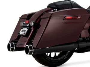 Sleek maroon touring motorcycle with advanced exhaust system and spacious side panniers, perfect for long-distance rides in Australia.
