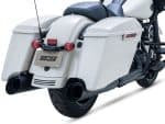 High-quality image of a Vance Hines-equipped cruiser motorcycle with side saddlebags.