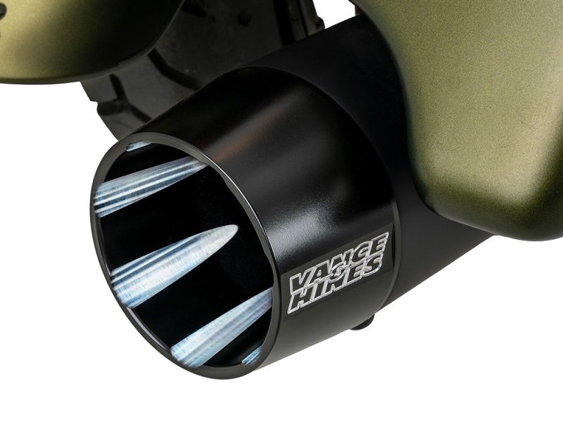 High-performance motorcycle exhaust system from Revelry Cycles, designed for optimal power and sound.