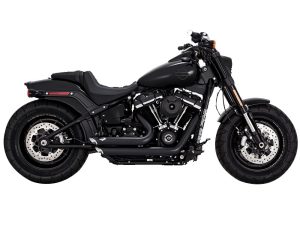 Shortshots Staggered Exhaust - Black. Fits Softail 2018-2024 Non-240 Tyre Models