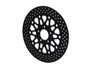High-performance black motorcycle brake disc for Revelry Motorcycles.