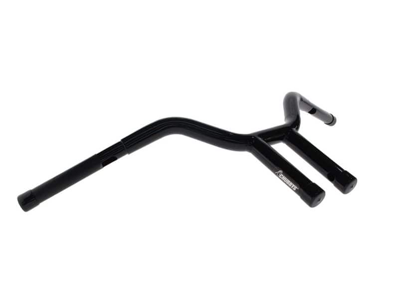 10in. x 1-1/4in. Chubby Psycho Street Fighter Handlebar - Gloss Black. High-quality motorcycle handlebar for custom bikes and cruisers, durable and ergonomic design.