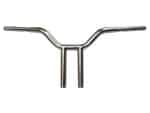Chrome motorcycle handlebar for custom Revelry Motorcycles builds.
