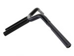 Black motorcycle handlebar for Revelry Motorcycles, perfect for custom bike builds and repairs.