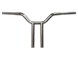 Chrome motorcycle handlebars for custom Revelry Motorcycles builds.