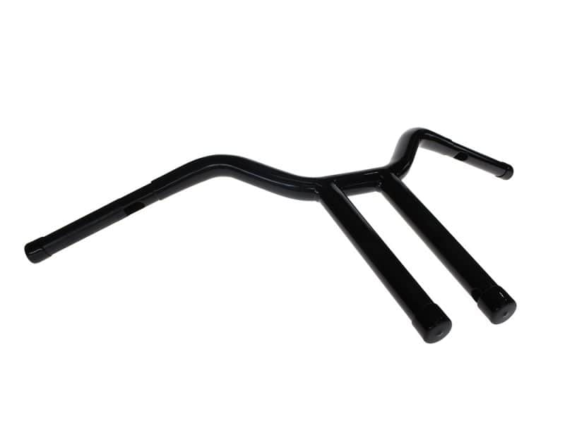 Black motorcycle handlebar for custom bikes and accessories.