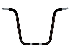 Black motorcycle handlebar with silver grips for Revelry Motorcycles.