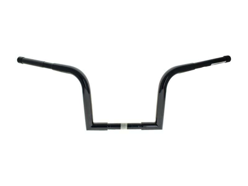 Black motorcycle handlebars for custom rebuilds and upgrades.