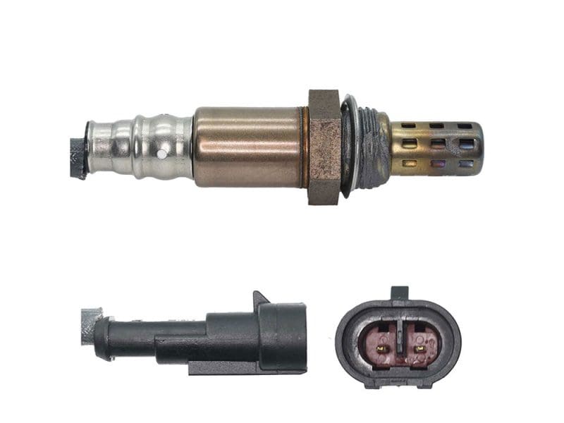 Copper automotive oxygen sensor for motorcycle exhaust systems, high-quality sensor replacement part.