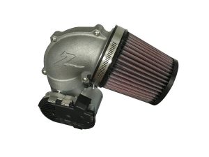 High-performance motorcycle air intake filter for Revelry Motorcycles custom builds.