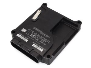 Black Thunder Max ECU module for motorcycle engine tuning and performance enhancement.