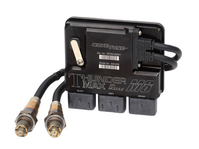 ThunderMax with AutoTune. Fits Softail 2018-2020. High-performance motorcycle ECU module with robust wiring and Thundermax branding.