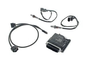 Motorcycle engine control unit wiring harness, sensors and diagnostic module for Revelry Motorcycles.